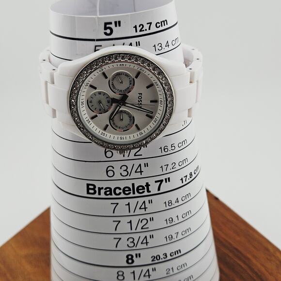 Fossil Women's Stella Multidial Rhinestone Crystal Watch White Glitz ES-1967 - Picture 7 of 7
